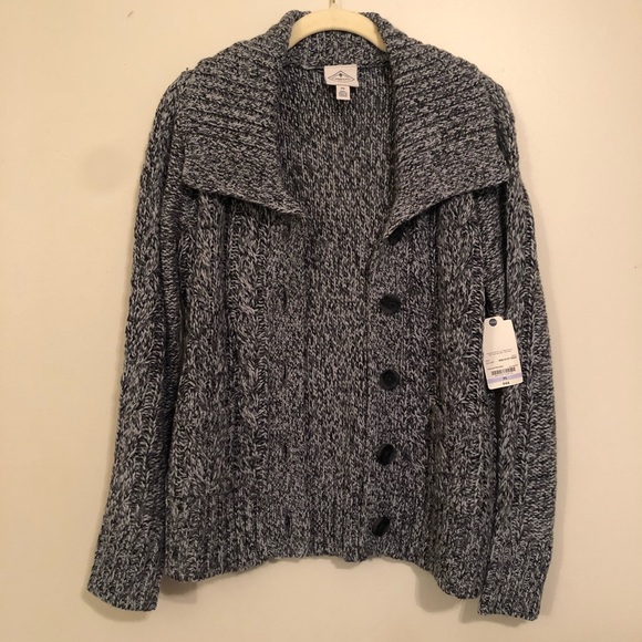 ๐ NWT - St. John's Bay Button Down Cardigan - Grey Marl- PS ๐ - Picture 2 of 9